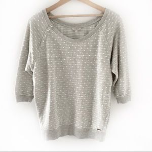 Guess Polka Dot 3/4 Sleeve Grey/White Sweatshirt M